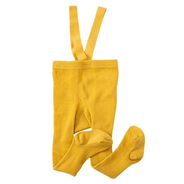 Ribbed Baby Suspender Tights Yellow - Lulu Babe