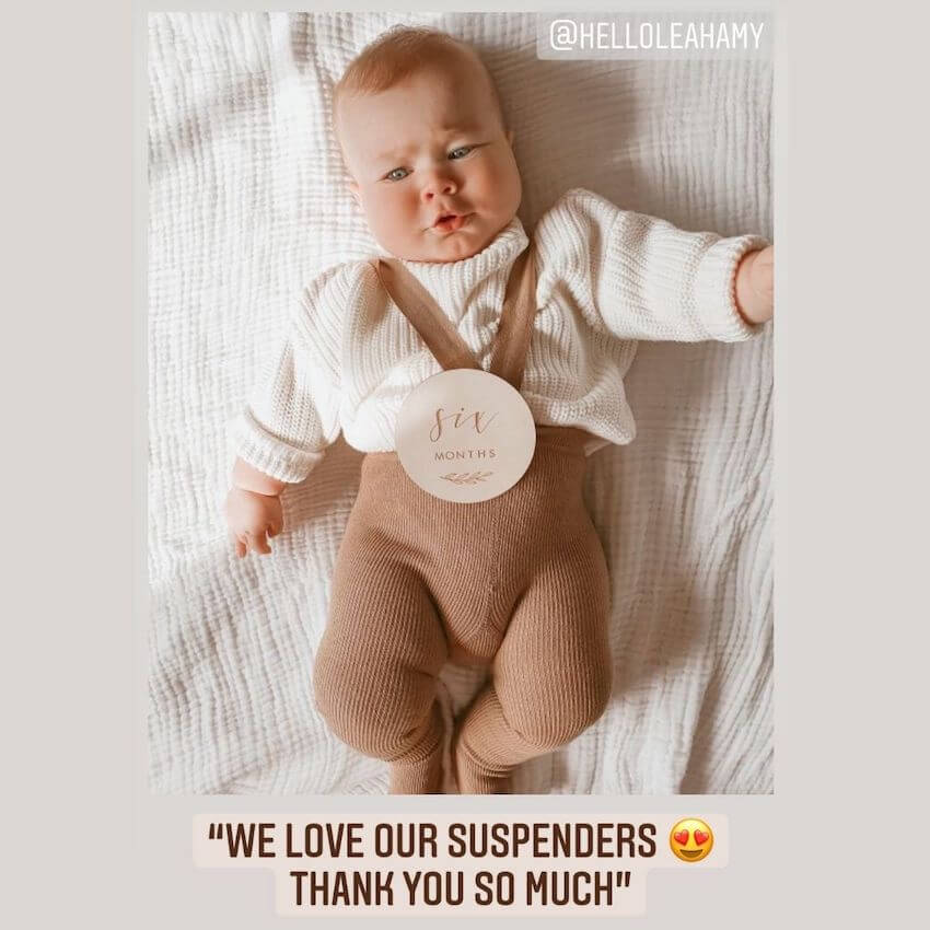 Ribbed Baby Suspender Tights Latte - Lulu Babe