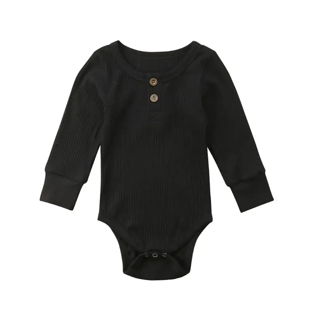 Ribbed Button Baby Bodysuit | Long Sleeve Unisex Baby Onesie - Lulu Babe