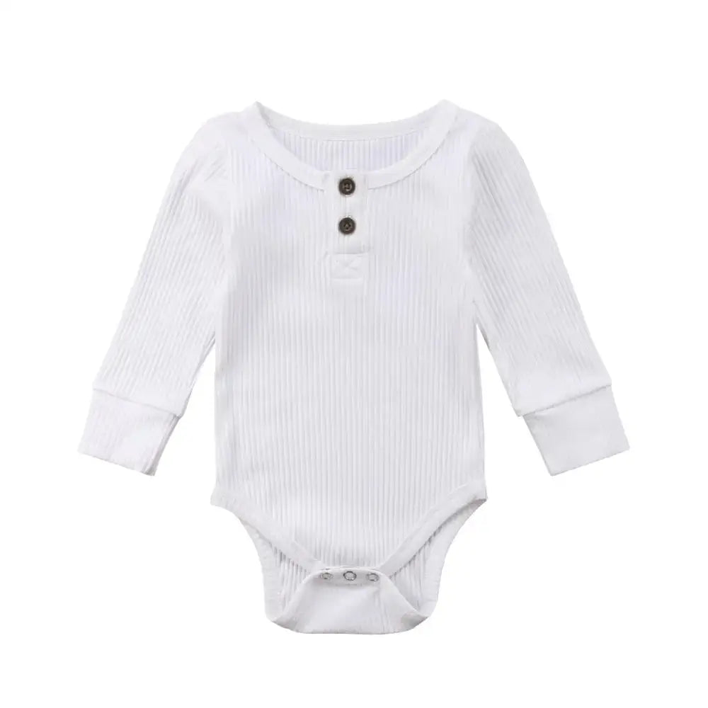 Ribbed Button Baby Bodysuit | Long Sleeve Unisex Baby Onesie - Lulu Babe