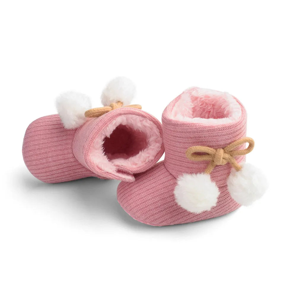 Pom Pom Baby Ugg Boots Pink | Warm & Stylish Baby Booties for Winter - Lulu Babe