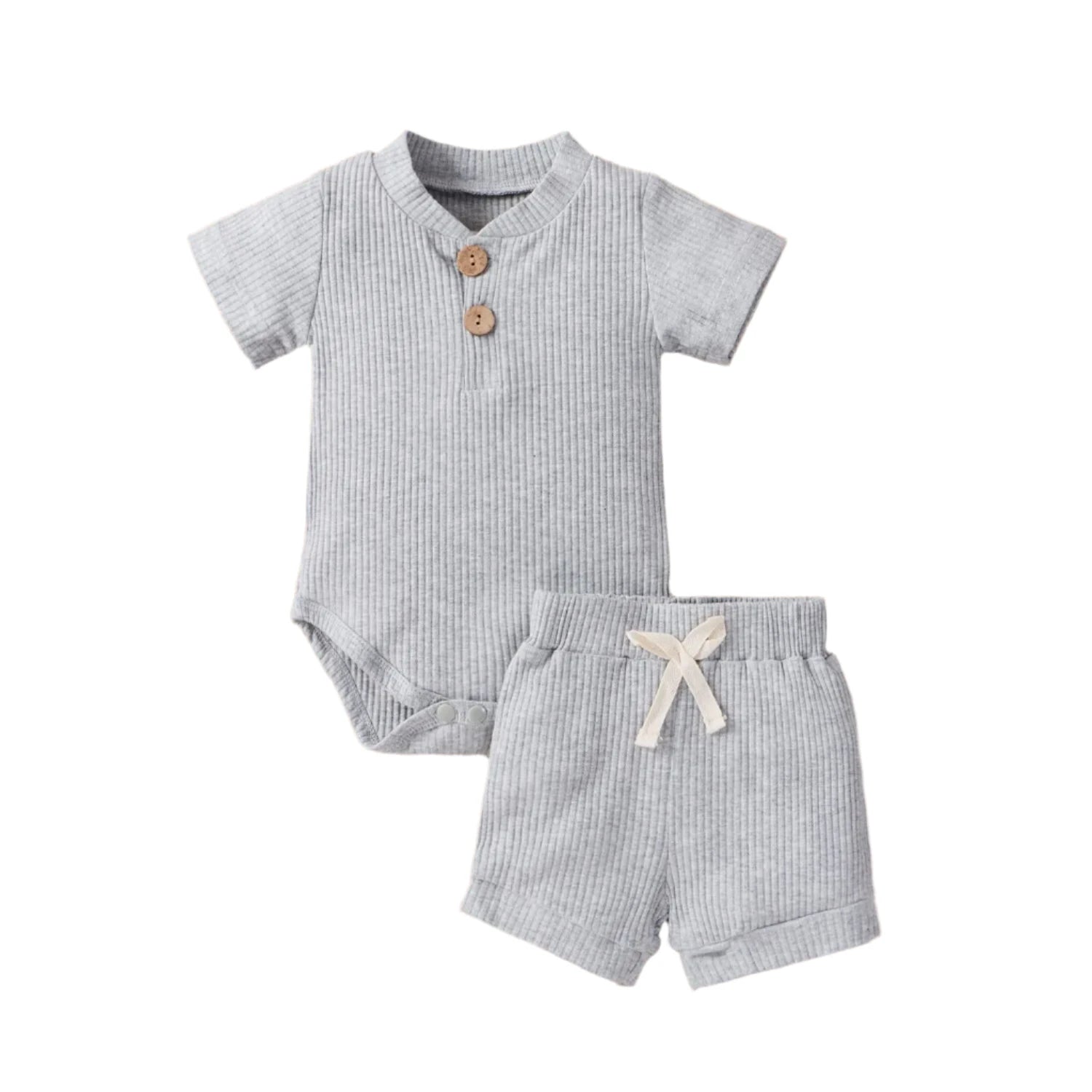 Bailey Ribbed Shorts Set | Unisex Baby Outfit - Lulu Babe