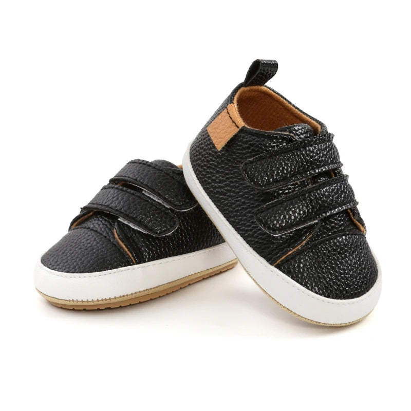 Vintage Velcro Baby Sneakers Black - Classic Style for Little Feet - Lulu Babe