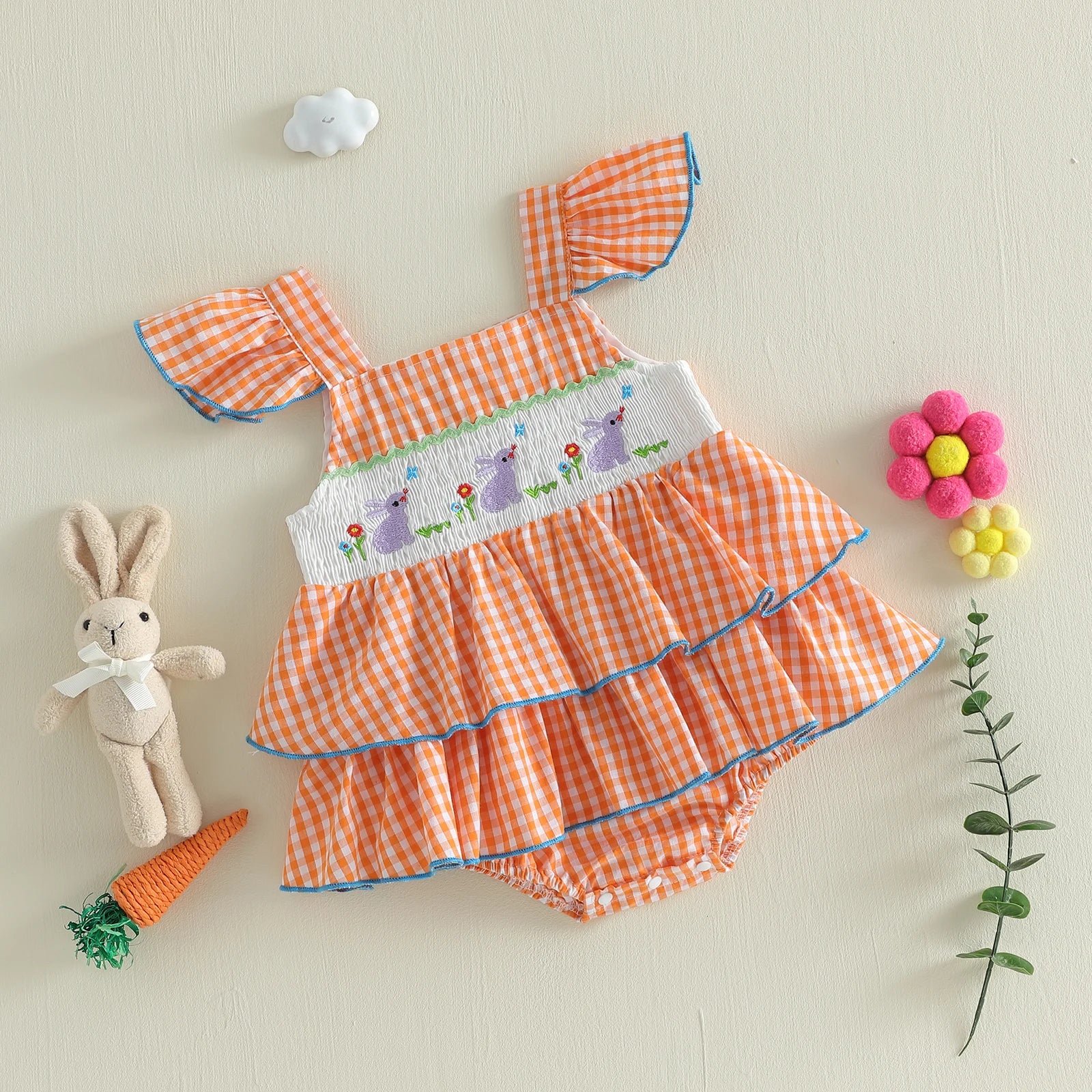 Gingham Bunnies Romper
