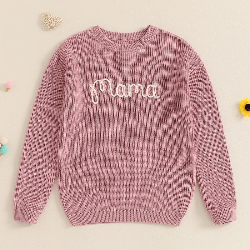 Mama knit jumper in rose pink