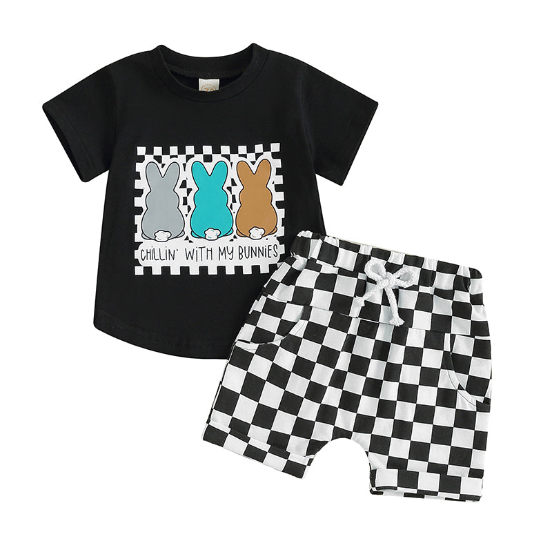 Checkerboard Bunny Shorts Set