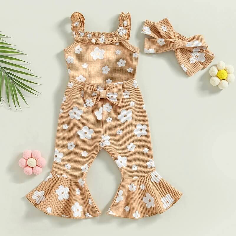 Waffle Floral Flares Set | Adorable 3-Piece Outfit for Baby Girls - Lulu Babe