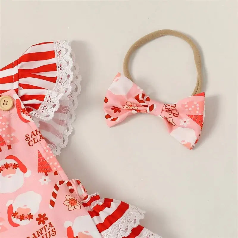 Santa Candy Cane Romper | Adorable Baby Girl Christmas Onesie - Lulu Babe