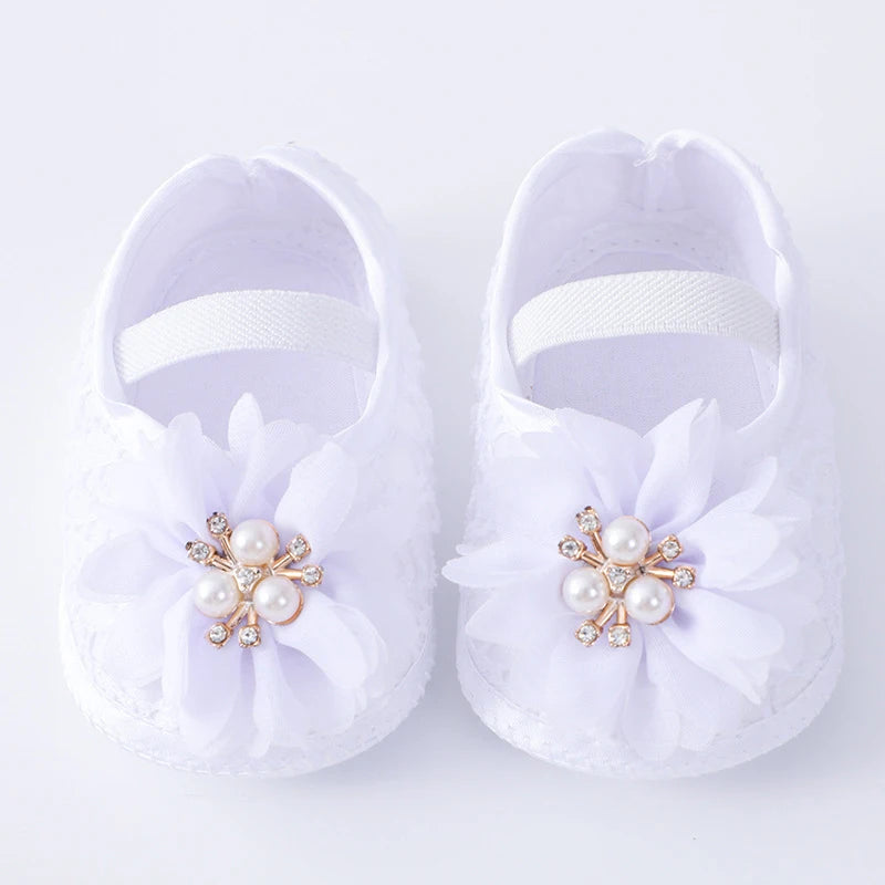 Floral Lace Baby Shoes & Headband Set