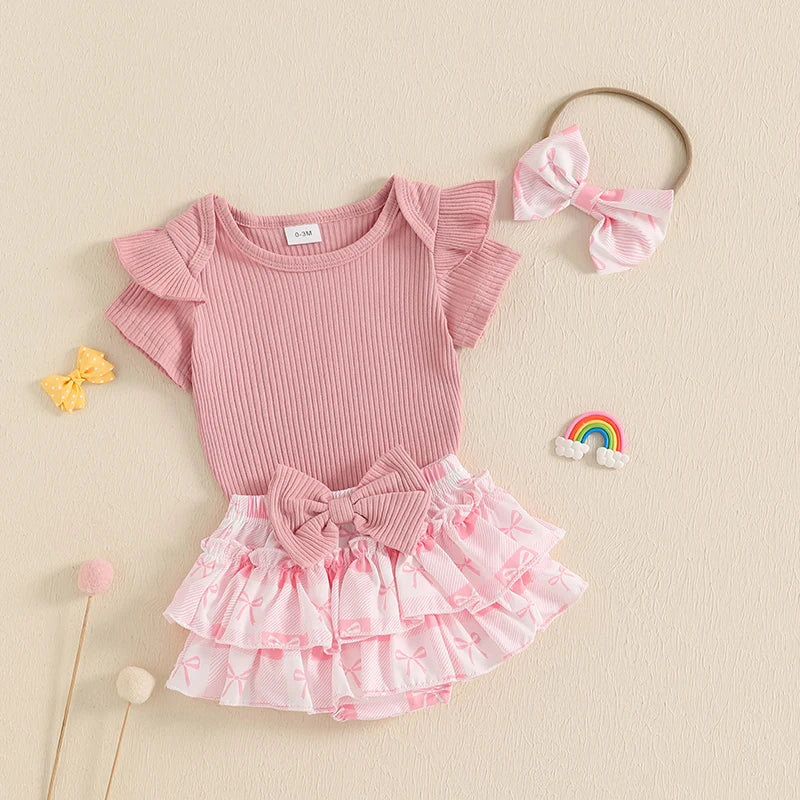 Rosie Ruffle Set | Adorable Pink Baby Girl Outfit - Lulu Babe - Lulu Babe