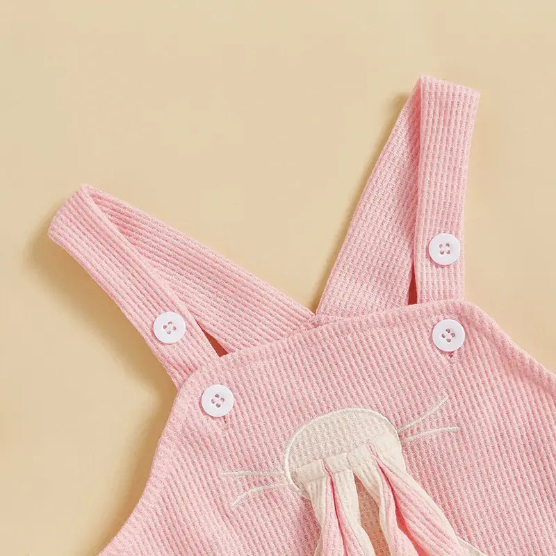 Waffle Bunny Baby Romper in pink