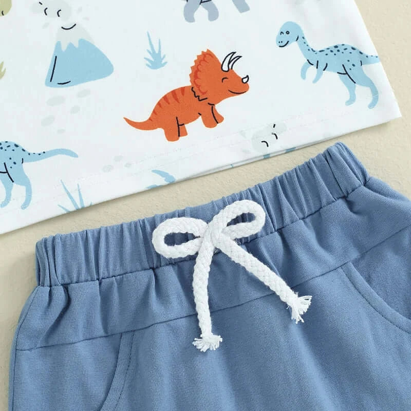 Dinosaur Boys Outfit | Dino Shorts Set for Baby & Toddler Boys - Lulu Babe