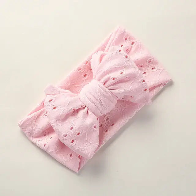 Nora Topknot Bow Headband in pink | Stylish & Soft Baby Headband - Lulu Babe