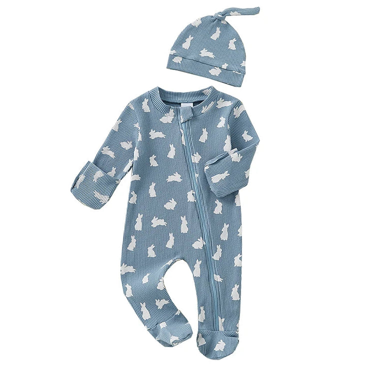 Bunny Zip Waffle Romper