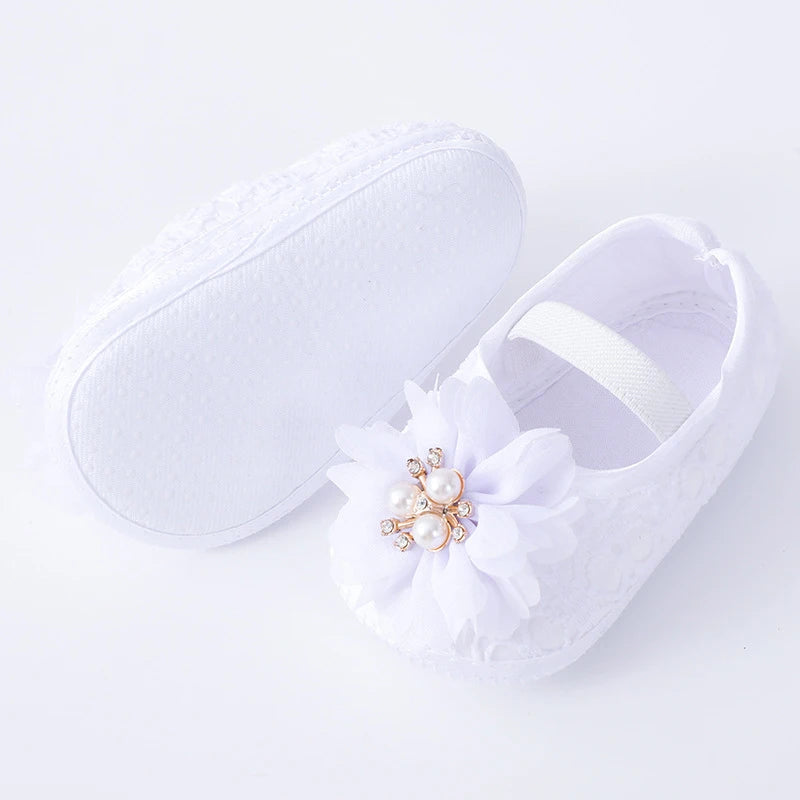 Floral Lace Baby Shoes & Headband Set