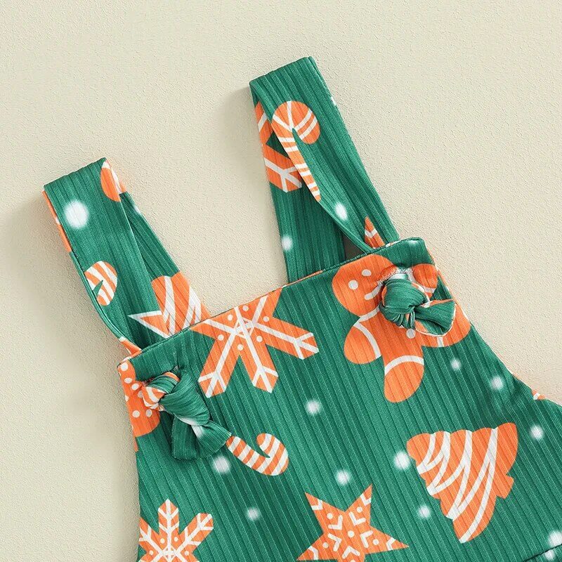 Festive Flare Jumpsuit | Girls Christmas Overalls - Lulu Babe