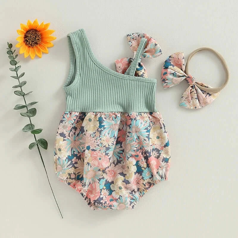 Evie Floral Baby Romper | Stylish Summer Baby Girl Outfit - Lulu Babe
