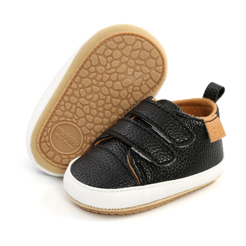 Vintage Velcro Baby Sneakers Black - Classic Style for Little Feet - Lulu Babe