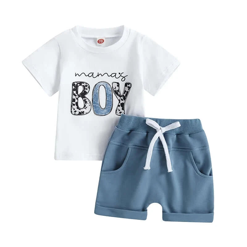 Mama's Boy Shorts Set | Cute Baby & Toddler Boy Outfit - Lulu Babe