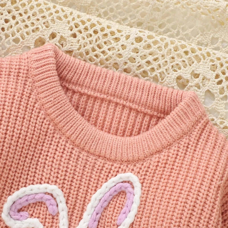 Bunny Knit Baby Jumper | Pullover Knit with Cute Rabbit Embroidery - Lulu Babe