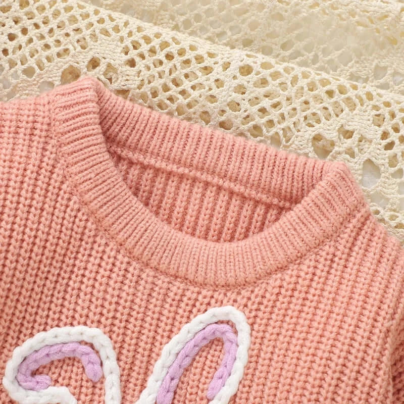 Bunny Knit Baby Jumper | Dusty Rose Toddler Sweater - Lulu Babe