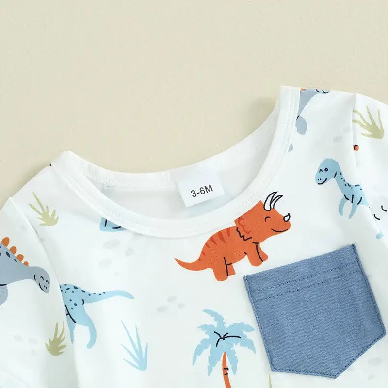 Dinosaur Boys Outfit | Dino Shorts Set for Baby & Toddler Boys - Lulu Babe