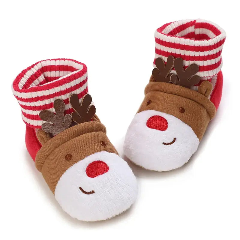 Reindeer Baby Booties | Non-Slip Sole - Lulu Babe