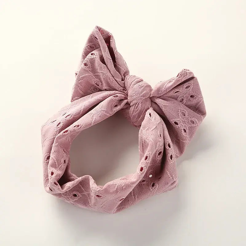 Nora Topknot Bow Headband in dusty pink | Stylish & Soft Baby Headband - Lulu Babe