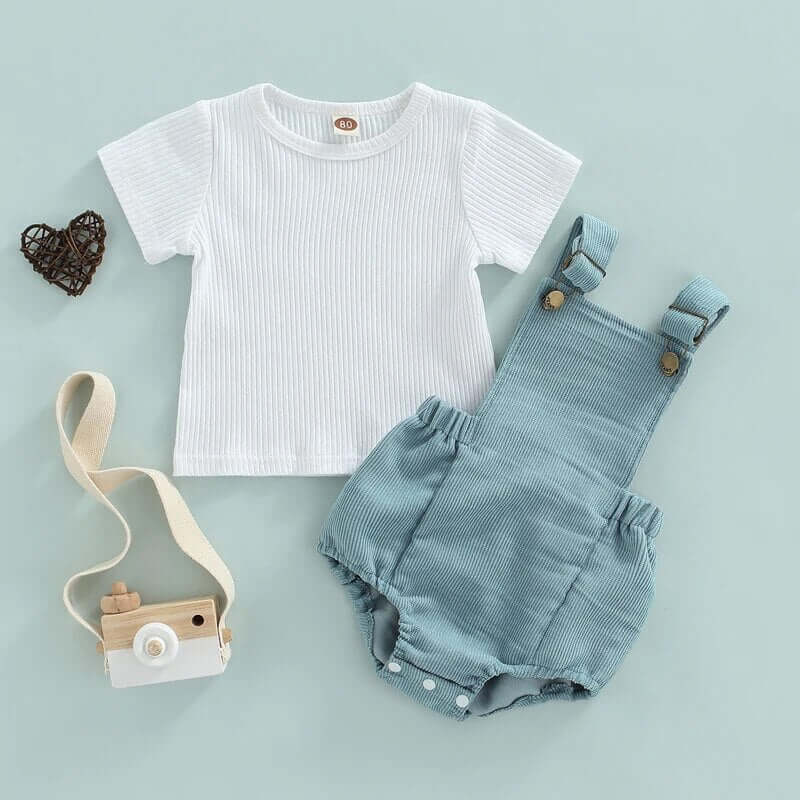 Taylor Corduroy Baby Romper Set | Gender Neutral Outfit - Lulu Babe