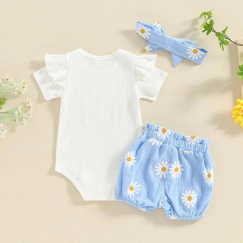Auntie's Bestie Daisy Set | Stylish Onesie & Shorts Set - Lulu Babe