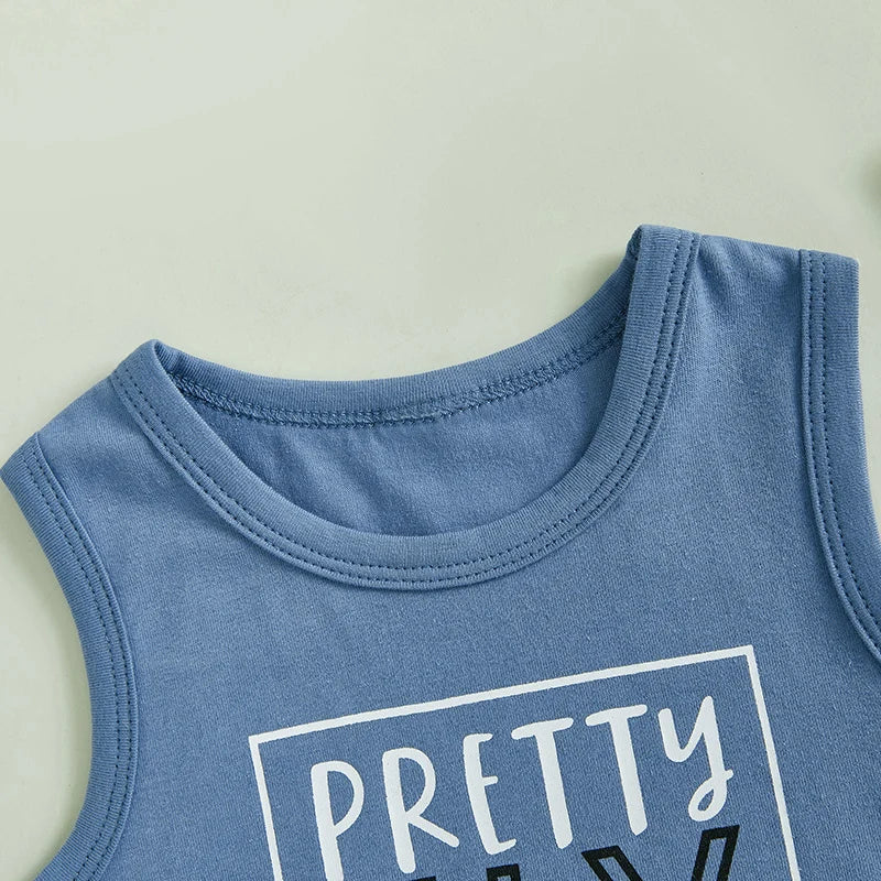 Close-up of the tank top from the Pretty Fly For A Little Guy Set for baby boy