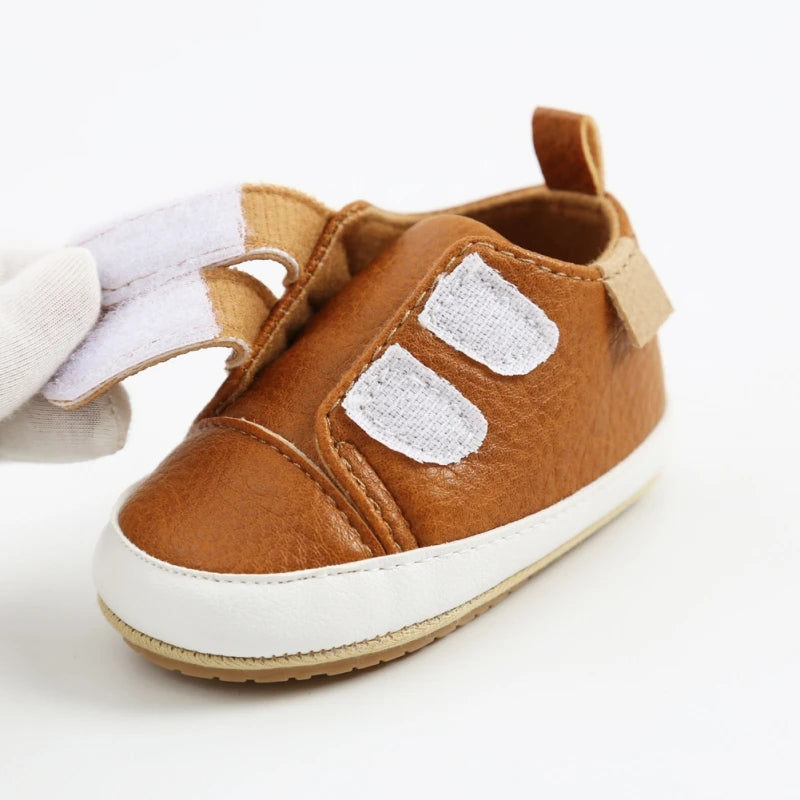 Vintage Velcro Baby Sneakers Tan - Classic Style for Little Feet - Lulu Babe