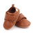 Avery vegan leather baby shoes in tan, soft and durable loafers for natural foot development in pre-walkers.