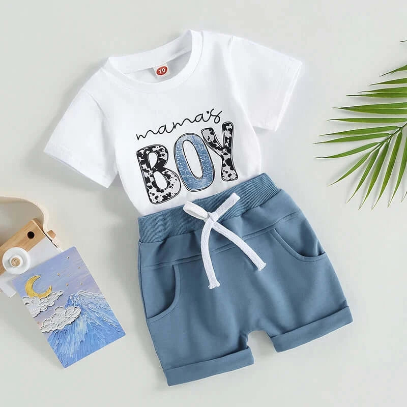 Mama's Boy Shorts Set | Cute Baby & Toddler Boy Outfit - Lulu Babe