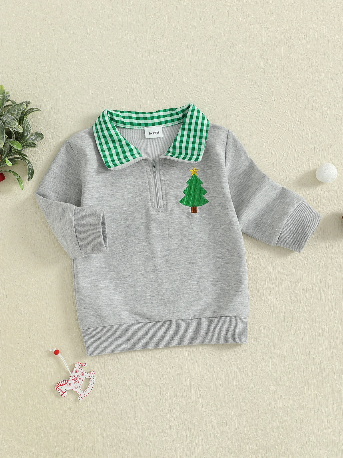 Boys Christmas Tree Collared Top