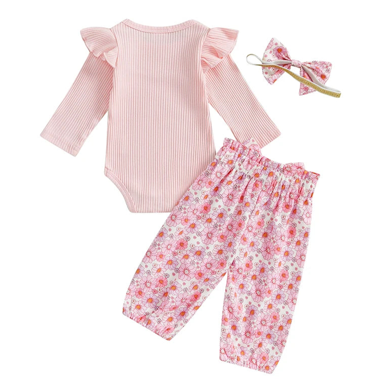 Floral Flutter Set | Adorable 3-Piece Baby Girl Outfit - Lulu Babe