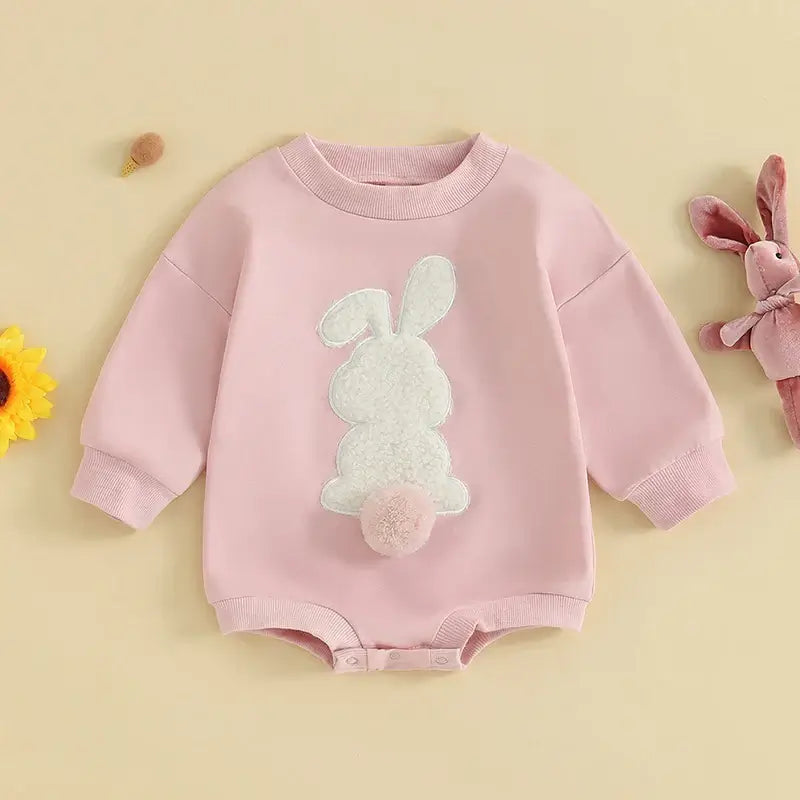 Bunny Pom Pom Romper | Baby & Toddler Easter Outfit - Lulu Babe