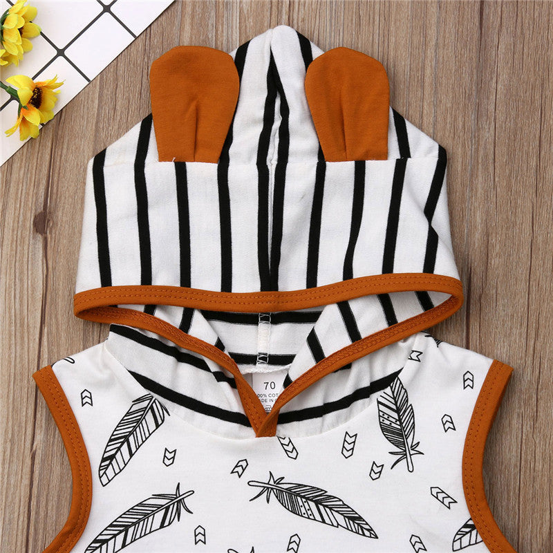 Feather & Stripe Hooded Set