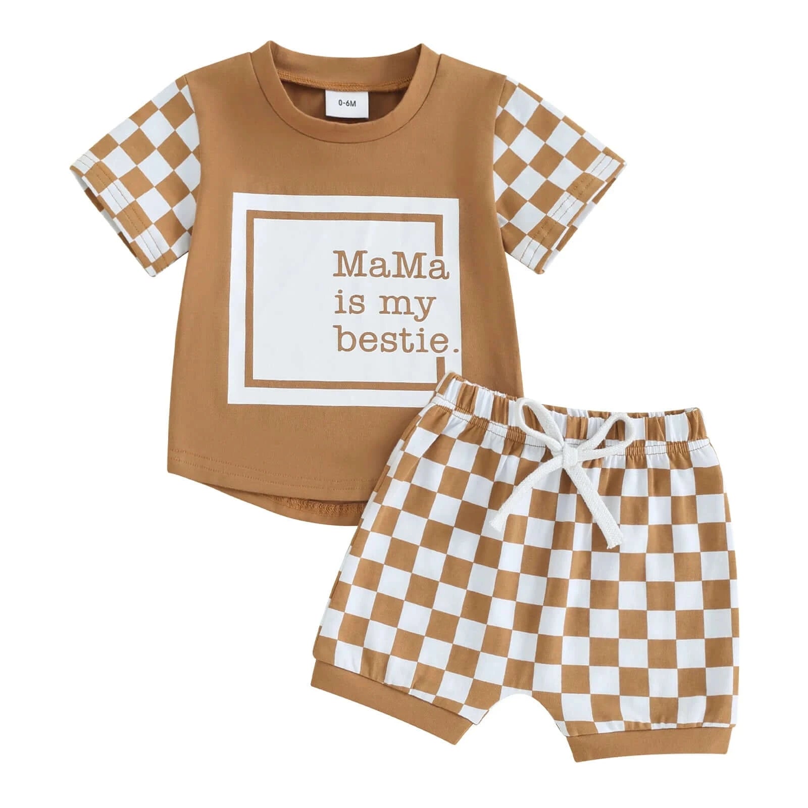 Mama is My Bestie Checkered Set | Stylish Baby & Toddler Boy Outfit - Lulu Babe