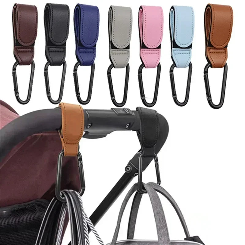 Universal Pram Clips in vegan leather with velcro straps
