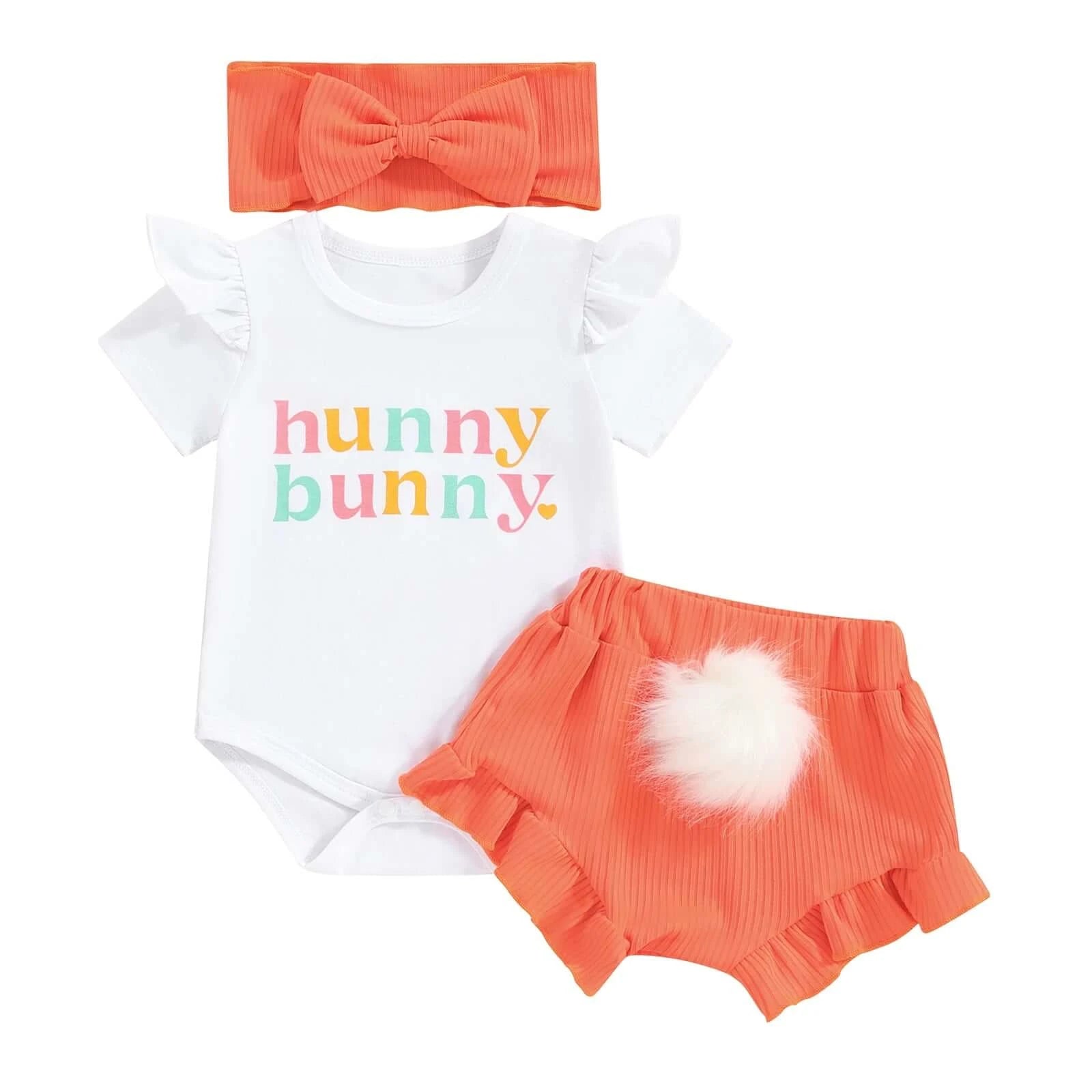 Hunny Bunny Set | 3-Piece Baby Girl Outfit with Fluffy Bunny Tail - Lulu Babe