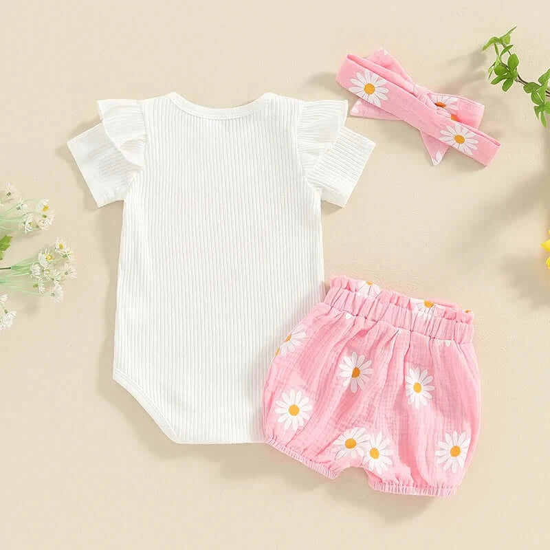 Auntie's Bestie Daisy Set | Stylish Onesie & Shorts Set - Lulu Babe
