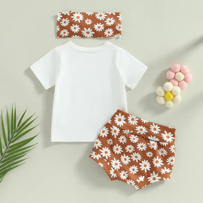 Daddy's Mini Floral Baby Set | 3-Piece Baby Girl Outfit - Lulu Babe