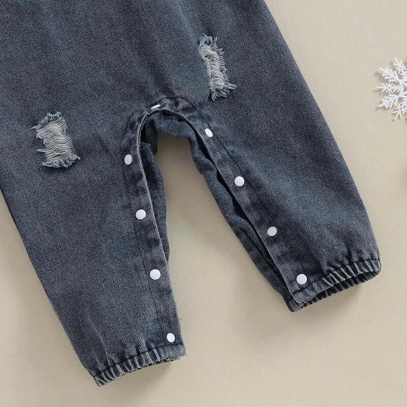 Denim Reindeer Overall Set