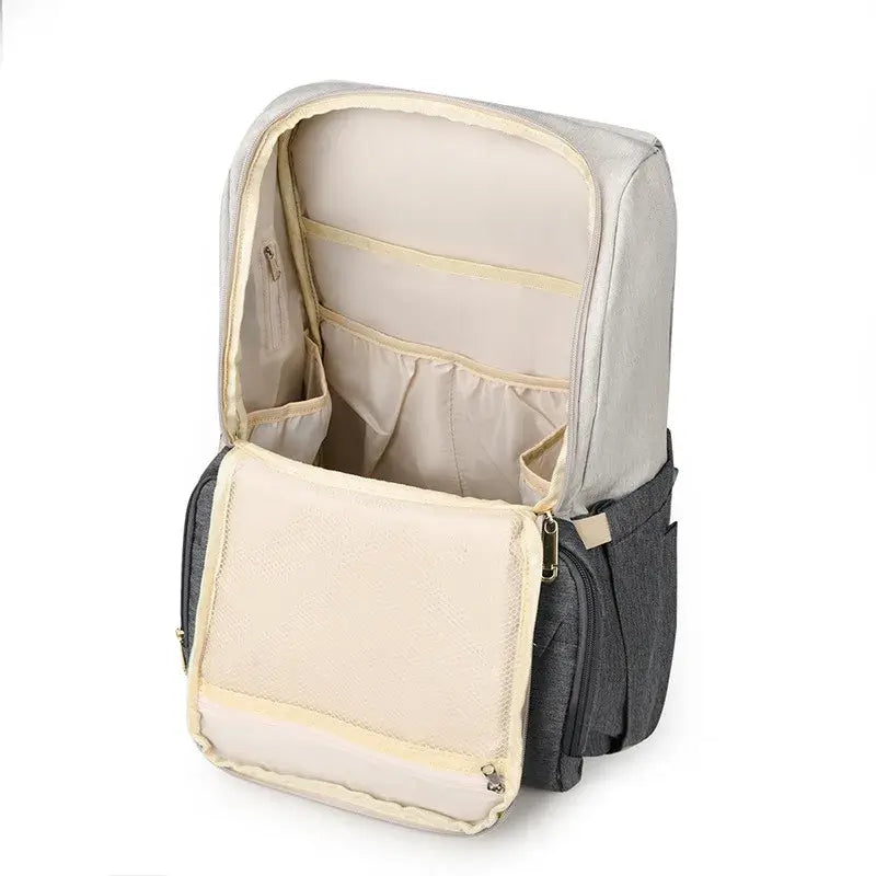 Open Vienna Nappy Backpack - open, showing spacious interior