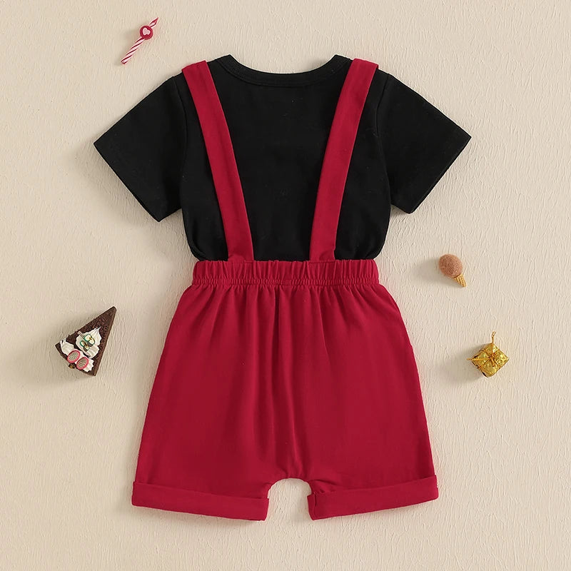 My 1st Birthday Suspender Set – Black & Red