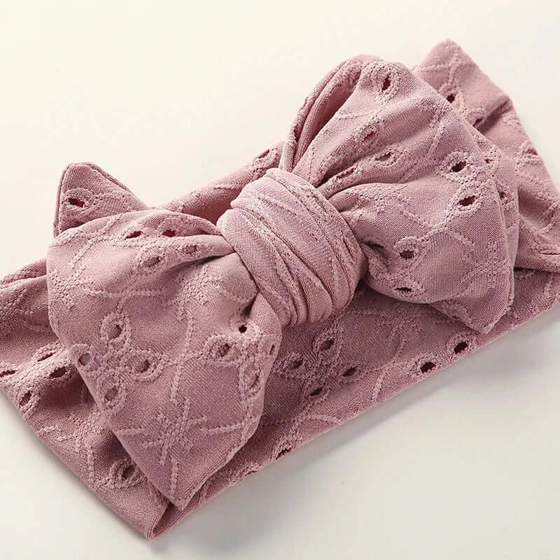 Nora Topknot Bow Headband in dusty pink | Stylish & Soft Baby Headband - Lulu Babe