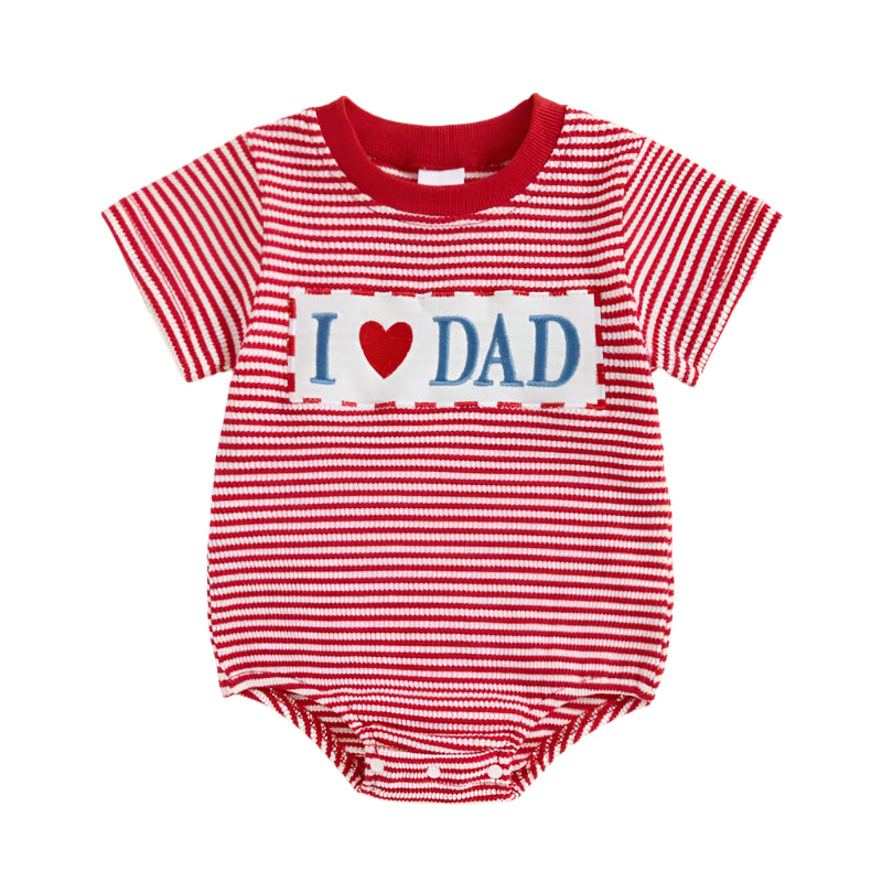 I Love Dad Red Stripe Baby Romper