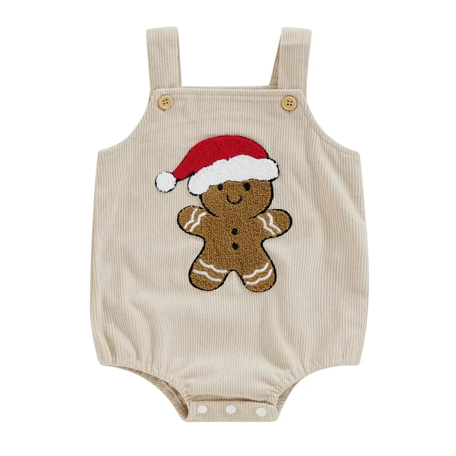 Gingerbread Man Corduroy Romper | Festive Baby Outfit for 0-18M - Lulu Babe