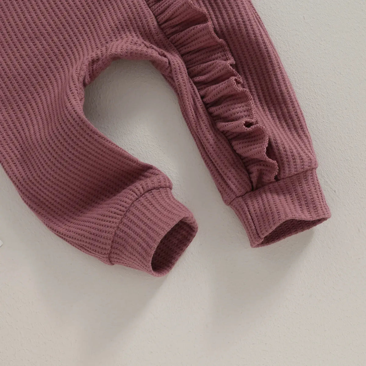 Whitney Ruffle Zipper Baby Onesie in plum | Newborn Coming Home Outfit - Lulu Babe